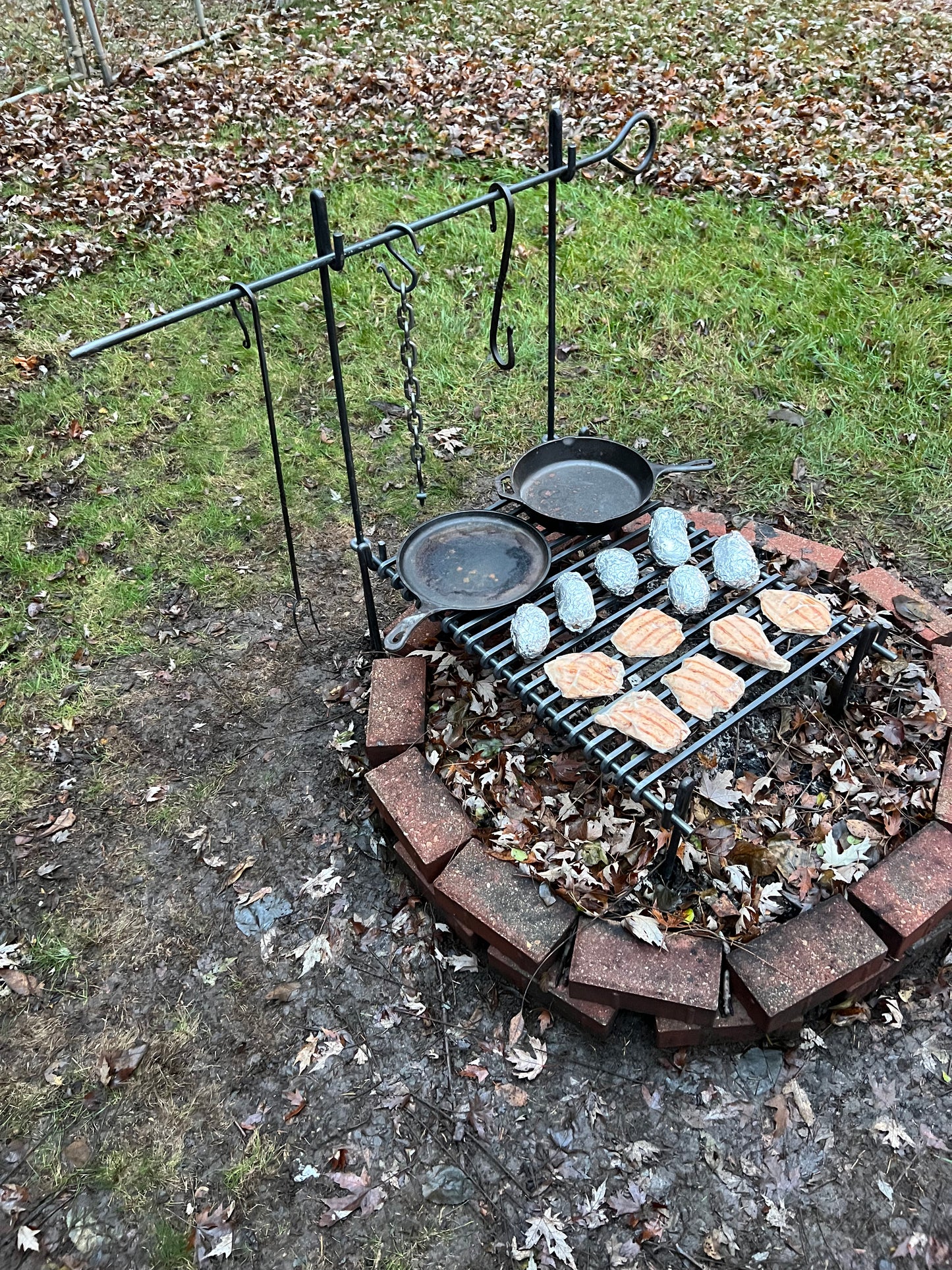 Hand Forged XL Cowboy Camp Grill with Dutch Oven Tripod