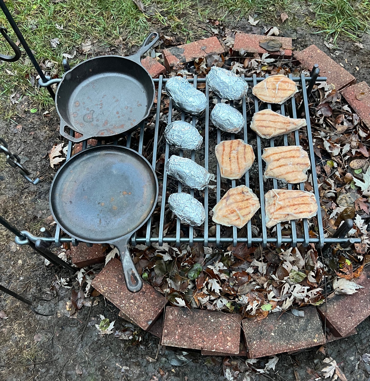 Hand Forged XL Cowboy Camp Grill with Dutch Oven Tripod