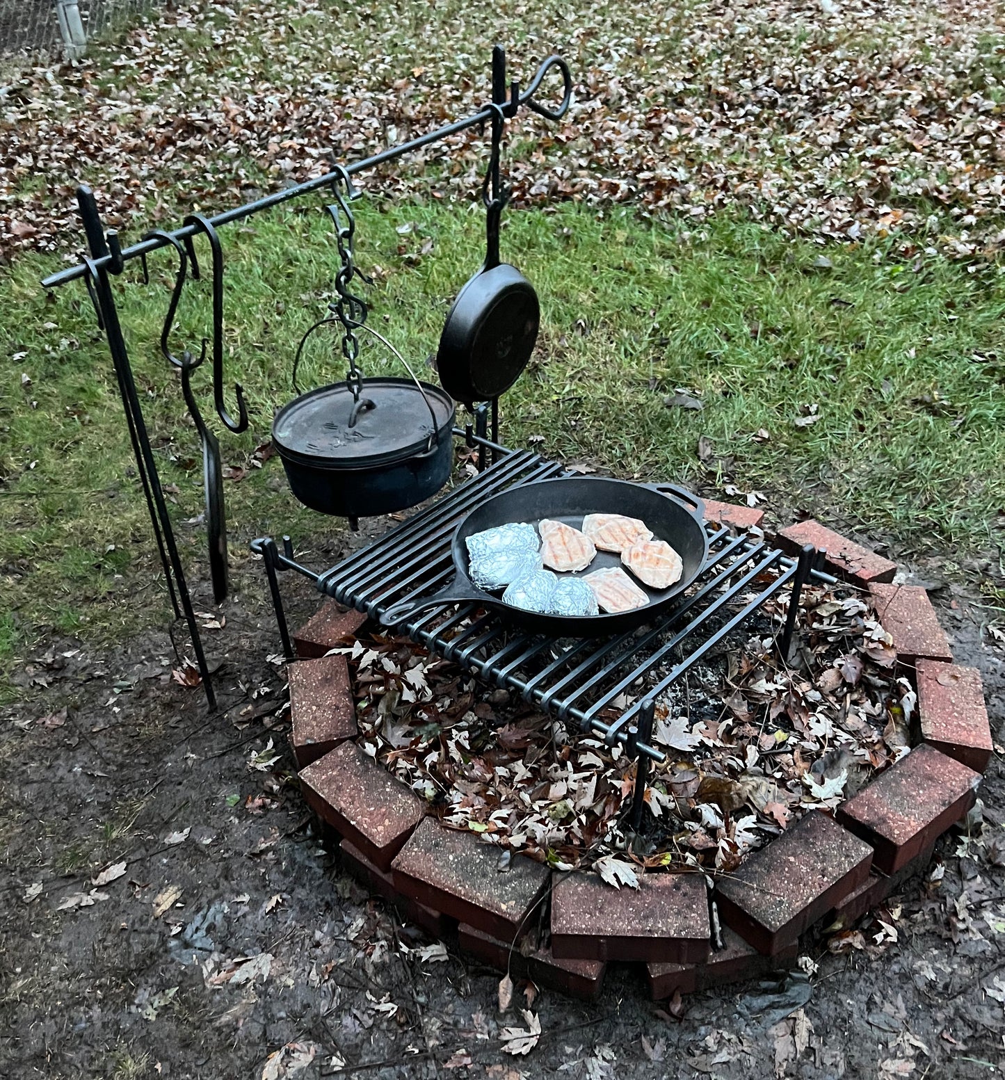 Hand Forged XL Cowboy Camp Grill with Dutch Oven Tripod MSRP $399.95