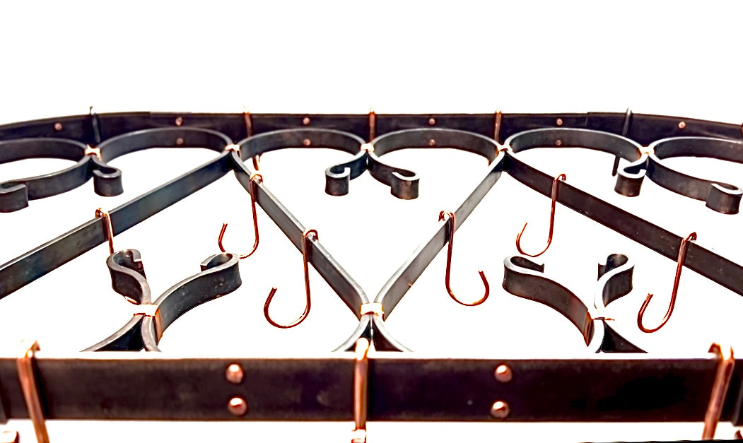 Hand Forged Steel & Copper Hanging Pot Rack