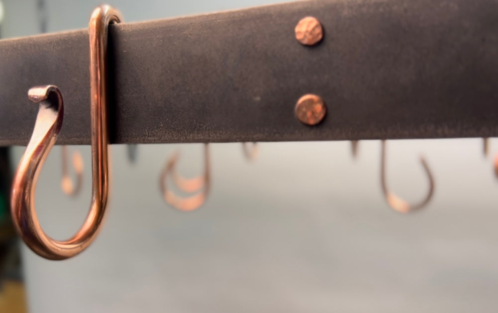 Hand Forged Steel & Copper Hanging Pot Rack